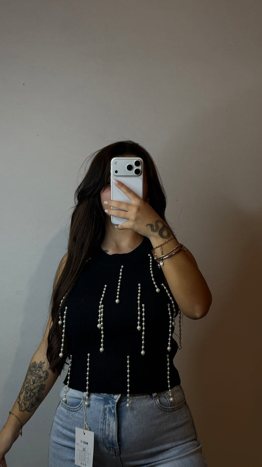 Blusa de malha pérolas