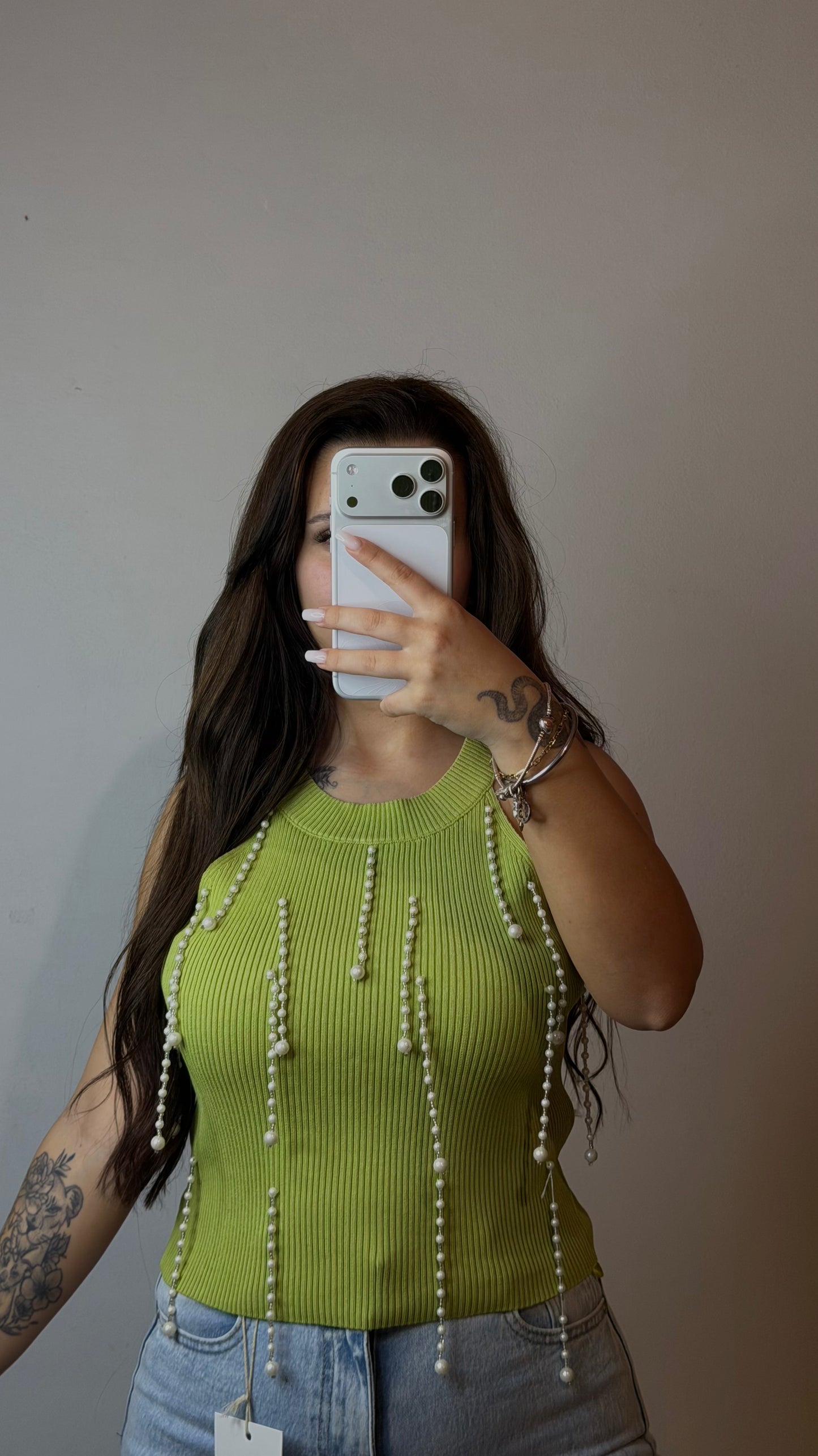 Blusa de malha pérolas